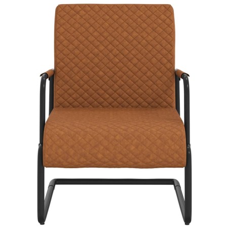 vidaXL Silla voladiza cuero sintético marrón mate