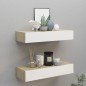 vidaXL Estantes de pared con cajón 2 uds MDF roble/blanco 60x23,5x10cm vidaXL Estantes de pared con cajón 2 uds MDF roble/blanco 60x23,5x10cm
