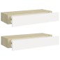 vidaXL Estantes de pared con cajón 2 uds MDF roble/blanco 60x23,5x10cm vidaXL Estantes de pared con cajón 2 uds MDF roble/blanco 60x23,5x10cm