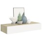 vidaXL Estantes de pared con cajón 2 uds MDF roble/blanco 60x23,5x10cm vidaXL Estantes de pared con cajón 2 uds MDF roble/blanco 60x23,5x10cm