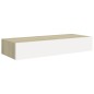 vidaXL Estantes de pared con cajón 2 uds MDF roble/blanco 60x23,5x10cm vidaXL Estantes de pared con cajón 2 uds MDF roble/blanco 60x23,5x10cm