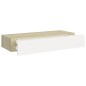vidaXL Estantes de pared con cajón 2 uds MDF roble/blanco 60x23,5x10cm vidaXL Estantes de pared con cajón 2 uds MDF roble/blanco 60x23,5x10cm