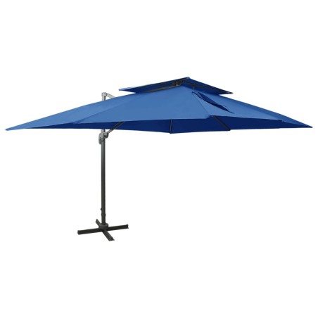 vidaXL Sombrilla voladiza con doble techo azul celeste 400x300 cm