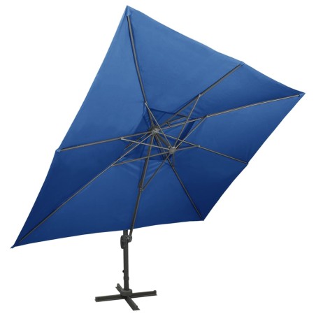 vidaXL Sombrilla voladiza con doble techo azul celeste 400x300 cm