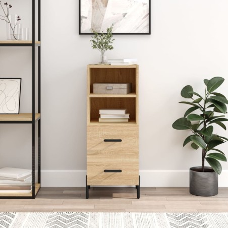 vidaXL Aparador madera contrachapada color roble Sonoma 34,5x34x90 cm