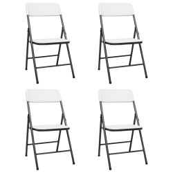 vidaXL Sillas de jardín plegables 4 unidades de HDPE blancas