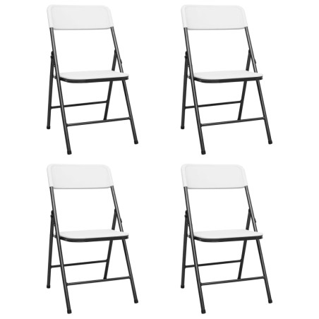 vidaXL Sillas de jardín plegables 4 unidades de HDPE blancas