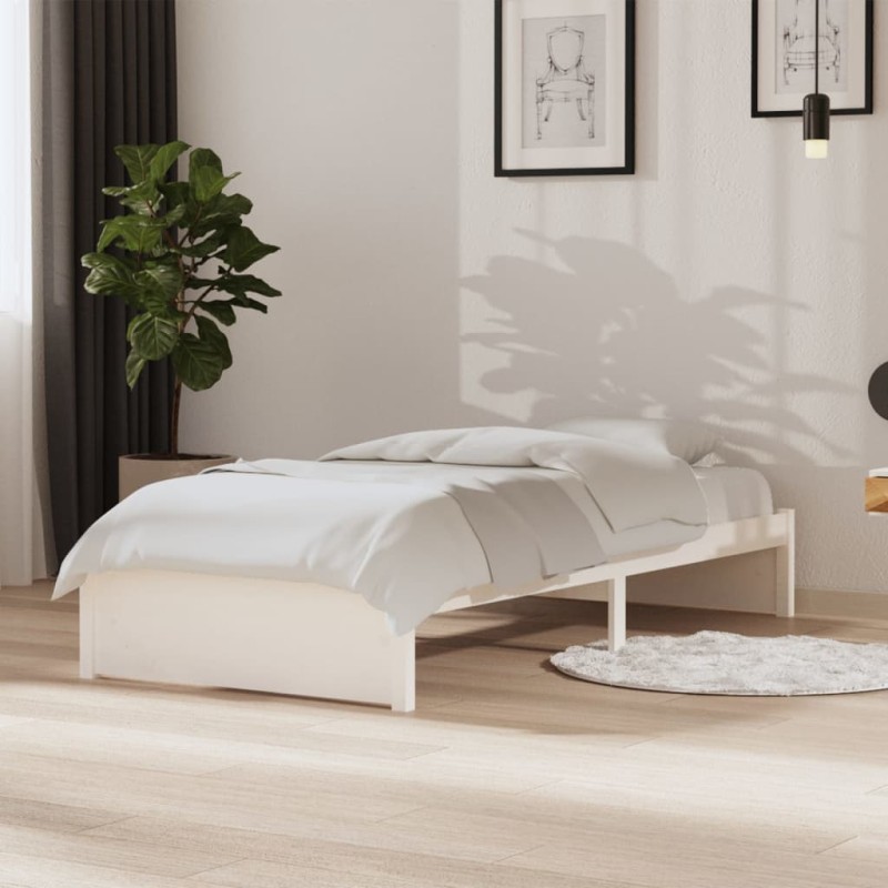 vidaXL Estructura de cama individual madera maciza blanca 90x190 cm