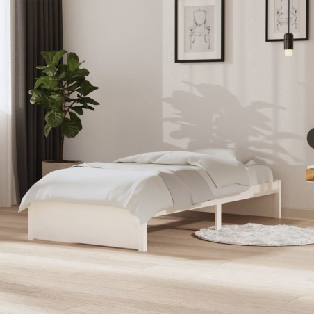 vidaXL Estructura de cama individual madera maciza blanca 90x190 cm