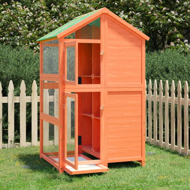 vidaXL Casita para pájaros madera maciza pino marrón 97x81x152 cm vidaXL Casita para pájaros madera maciza pino marrón 97x81x152 cm