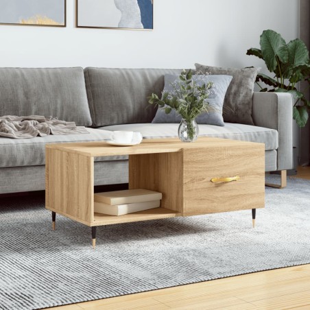vidaXL Mesa de centro madera contrachapada roble Sonoma 90x50x40 cm