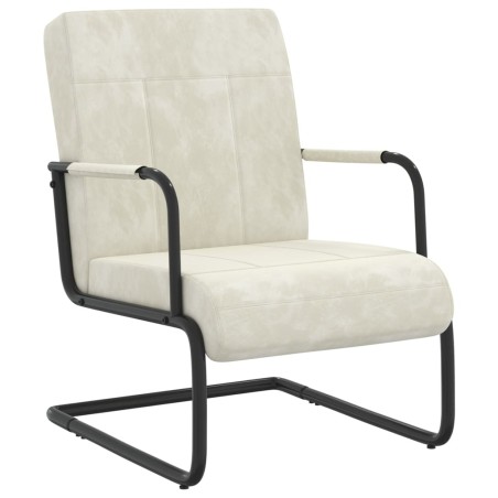 vidaXL Silla voladiza de terciopelo blanco crema