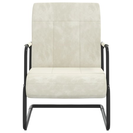 vidaXL Silla voladiza de terciopelo blanco crema
