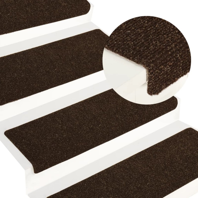 vidaXL Alfombrilla de escaleras 15 uds tela punzonada marrón 65x21x4cm vidaXL Alfombrilla de escaleras 15 uds tela punzonada marrón 65x21x4cm