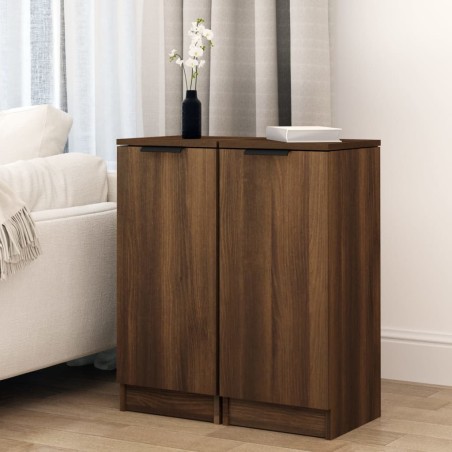vidaXL Aparadores 2 uds madera contrachapada roble marrón 30x30x70 cm