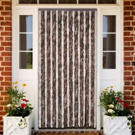 vidaXL Cortina mosquitera beige y marrón claro chenilla 90x200 cm