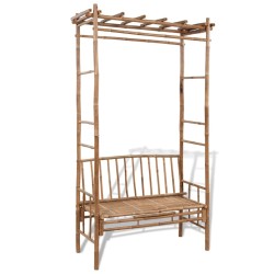 vidaXL Banco de jardín con pérgola 130 cm bambú