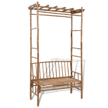 vidaXL Banco de jardín con pérgola 130 cm bambú