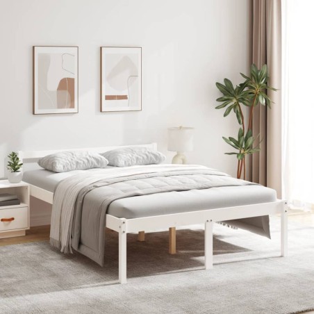 vidaXL Cama para personas mayores madera maciza de pino 135x190 cm
