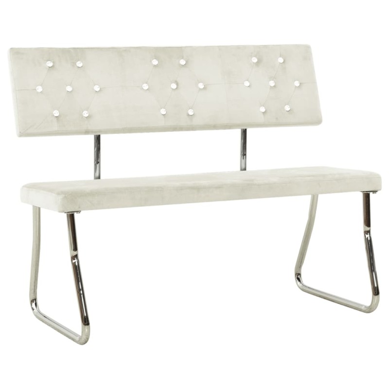 vidaXL Banco de terciopelo blanco crema 110 cm vidaXL Banco de terciopelo blanco crema 110 cm