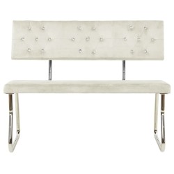 vidaXL Banco de terciopelo blanco crema 110 cm