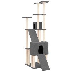 vidaXL Rascador para gatos con postes de sisal gris oscuro 190 cm