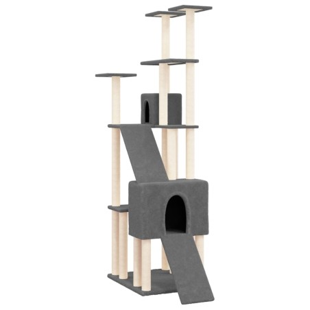 vidaXL Rascador para gatos con postes de sisal gris oscuro 190 cm