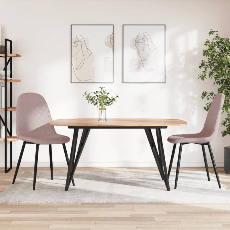 vidaXL Sillas de comedor 2 unidades terciopelo rosa vidaXL Sillas de comedor 2 unidades terciopelo rosa