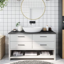 vidaXL Encimera baño madera maciza tratada gris oscuro 100x30x(2-4) cm