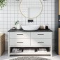 vidaXL Encimera baño madera maciza tratada gris oscuro 100x30x(2-4) cm