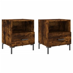 vidaXL Mesita noche 2 uds madera ingeniería roble ahumado 40x35x47,5cm