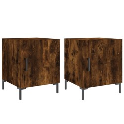 vidaXL Mesitas noche 2 uds madera ingeniería roble ahumado 40x40x50 cm