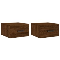 vidaXL Mesitas de noche de pared 2 uds color roble marrón 35x35x20 cm