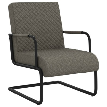 vidaXL Silla voladiza cuero sintético gris