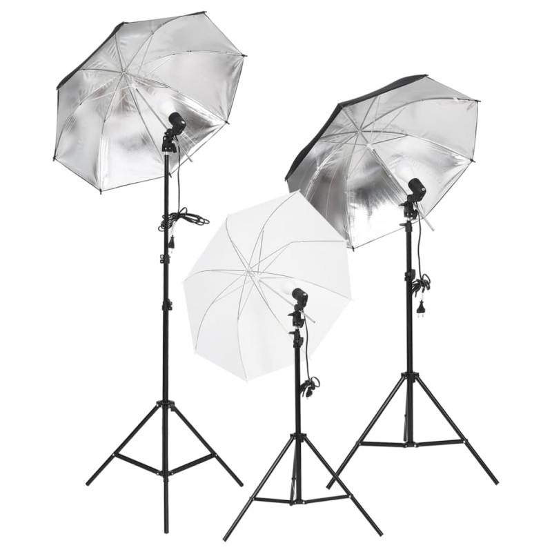 vidaXL Set de iluminación de estudio con trípodes y sombrillas vidaXL Set de iluminación de estudio con trípodes y sombrillas