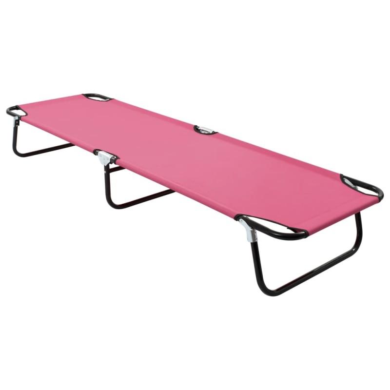 vidaXL Tumbona plegable de acero rosa vidaXL Tumbona plegable de acero rosa