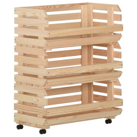 vidaXL Carrito para verduras madera maciza de pino 77x30x80 cm