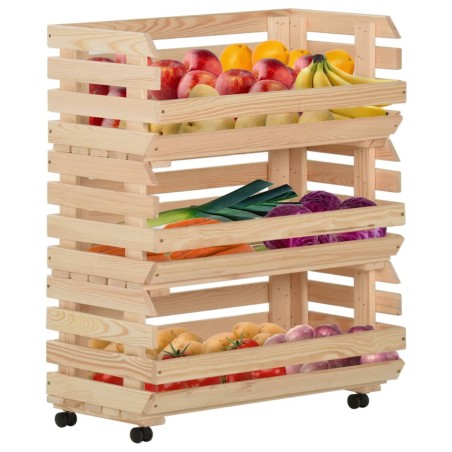 vidaXL Carrito para verduras madera maciza de pino 77x30x80 cm