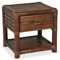 vidaXL Mesita de noche de bambú marrón oscuro 45x45x40 cm
