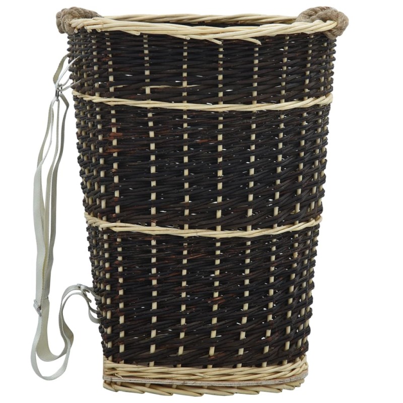 vidaXL Cesto para leña con correas transporte sauce natural 50x44x58cm vidaXL Cesto para leña con correas transporte sauce natural 50x44x58cm