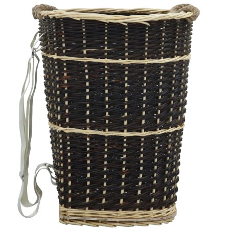 vidaXL Cesto para leña con correas transporte sauce natural 50x44x58cm