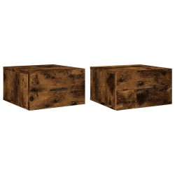 vidaXL Mesitas de noche de pared 2 uds color roble ahumado 35x35x20 cm