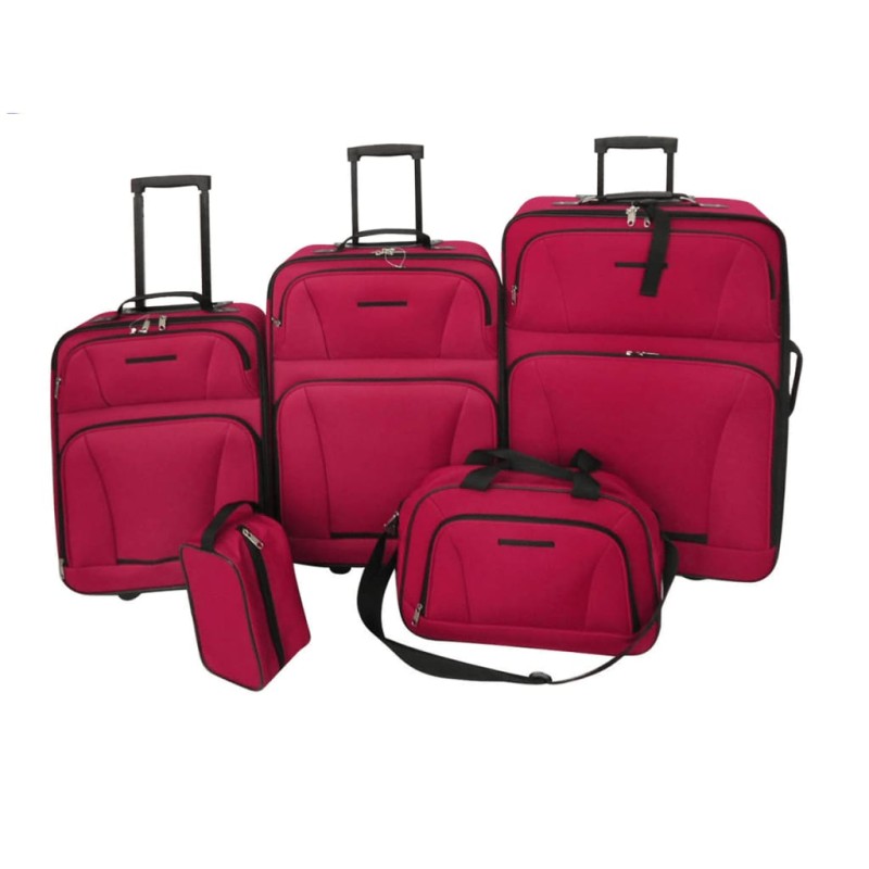 vidaXL Juego de maletas de viaje 5 piezas rojo vidaXL Juego de maletas de viaje 5 piezas rojo