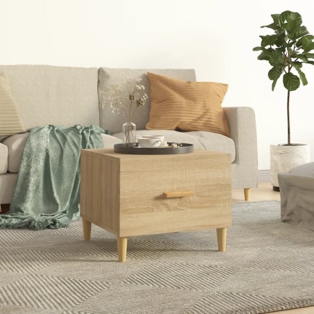 vidaXL Mesa de centro madera contrachapada color roble 50x50x40 cm