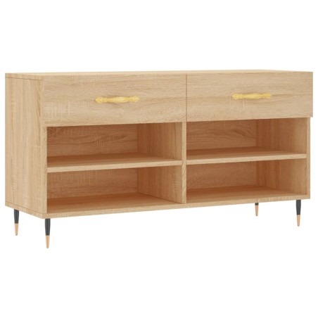 vidaXL Banco zapatero madera de ingeniería roble Sonoma 102x35x55 cm
