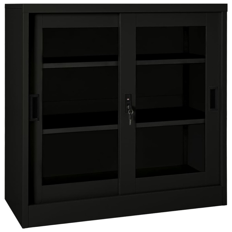 vidaXL Armario con puerta corredera acero negro 90x40x90 cm vidaXL Armario con puerta corredera acero negro 90x40x90 cm