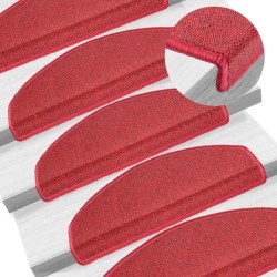 vidaXL Alfombrillas de escalera 15 unidades rojo burdeos 65x24x4 cm