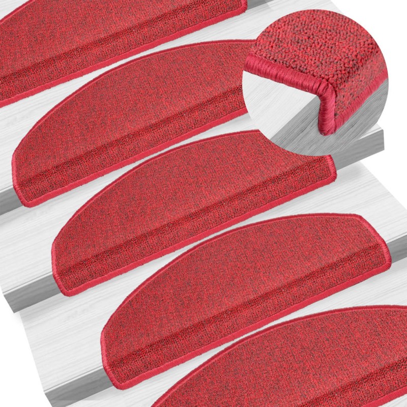 vidaXL Alfombrillas de escalera 15 unidades rojo burdeos 65x24x4 cm vidaXL Alfombrillas de escalera 15 unidades rojo burdeos 65x24x4 cm