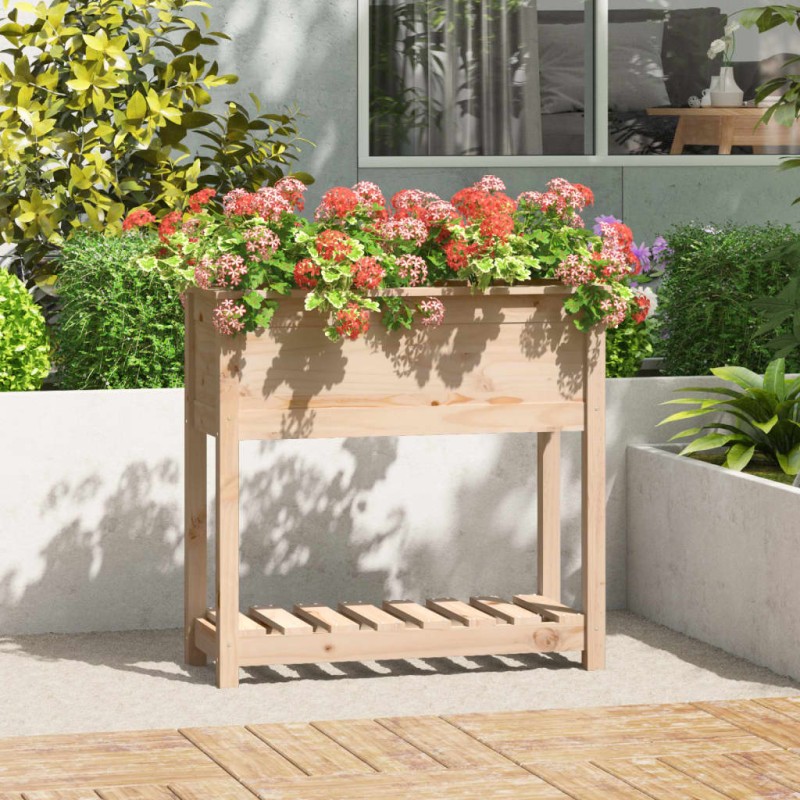 vidaXL Jardinera de madera maciza de pino 82,5x34,5x81 cm