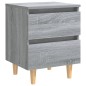 vidaXL Mesita de noche patas de madera maciza gris Sonoma 40x35x50 cm vidaXL Mesita de noche patas de madera maciza gris Sonoma 40x35x50 cm